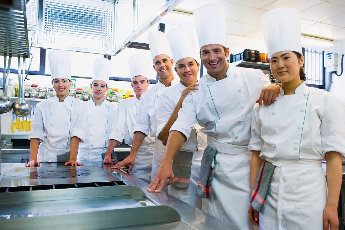 Chefs in a commercial kitchen