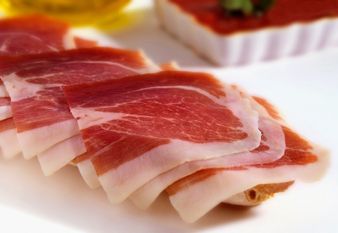 Ham on a slice of bread
