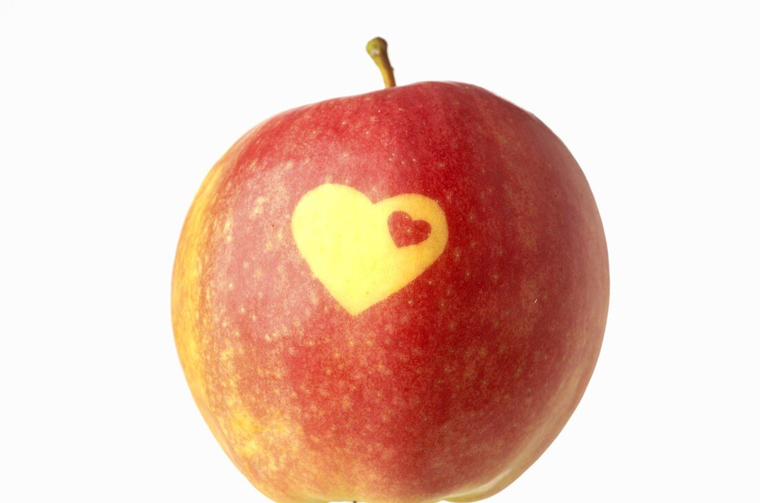 Red apple with heart