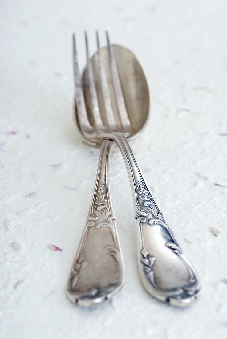 Silver spoon and fork