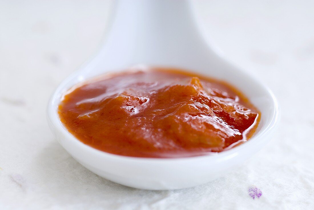 Tomato sauce on spoon