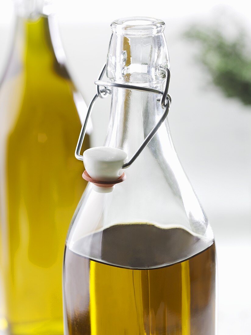 Olive oil in a flip-top bottle