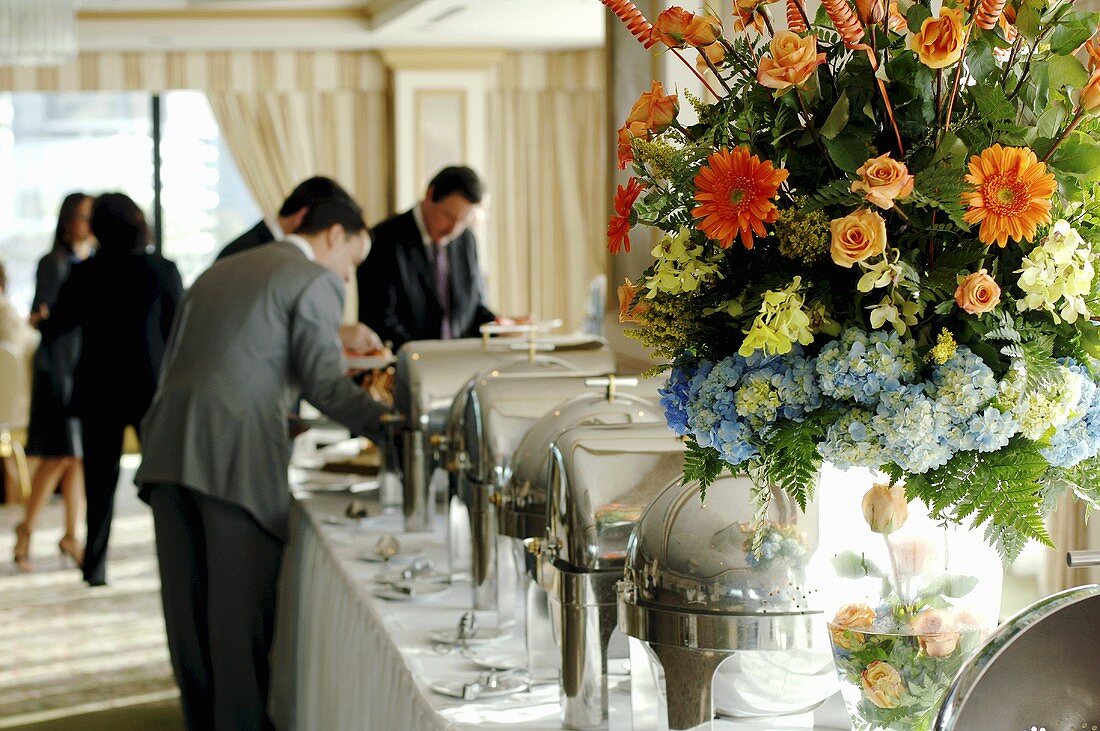 Guests at breakfast buffet