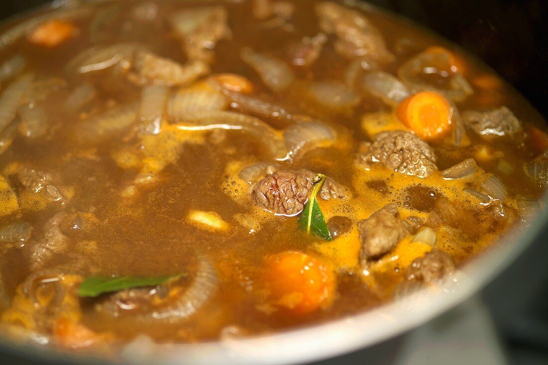Beef stew, simmering