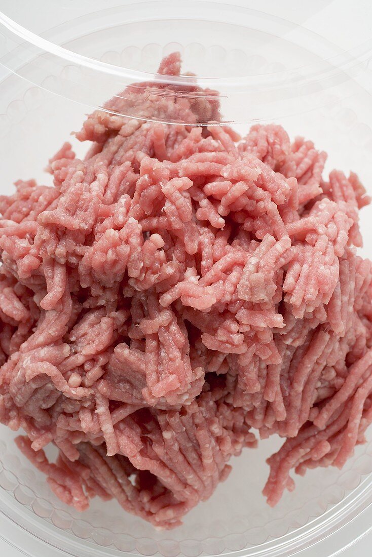 Fresh mince in plastic container