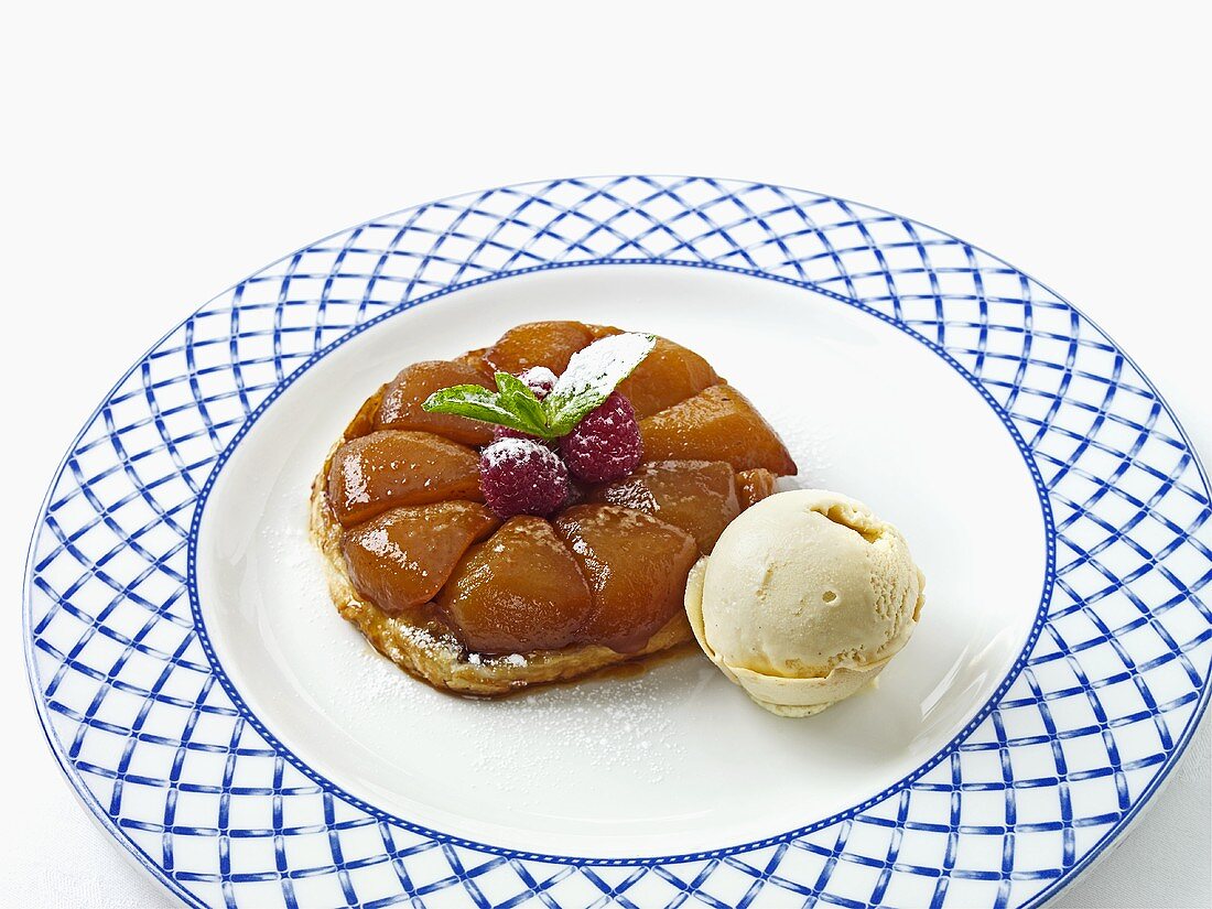 Individual Tarte Tatin with vanilla ice cream