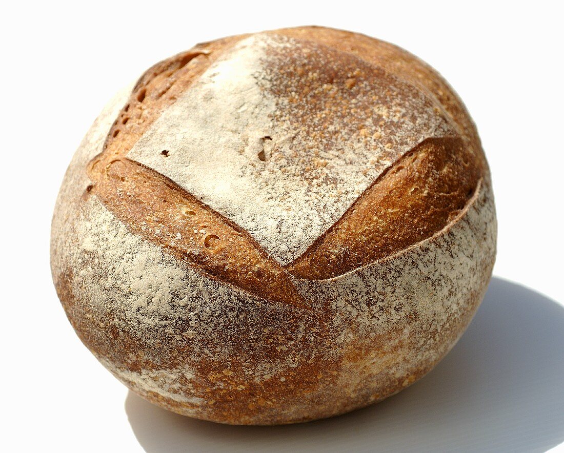 A round loaf of wheat and rye bread