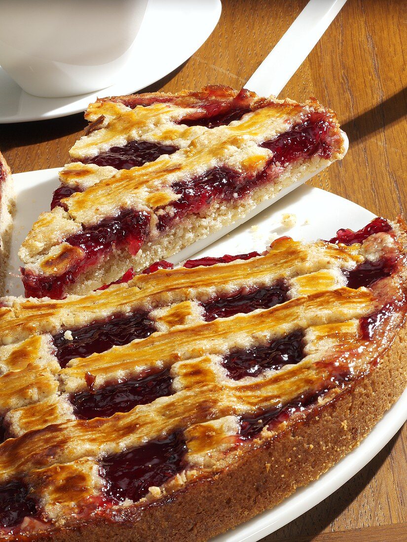 Linzer torte, a piece on server