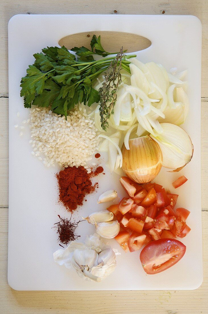 Ingredients for paella