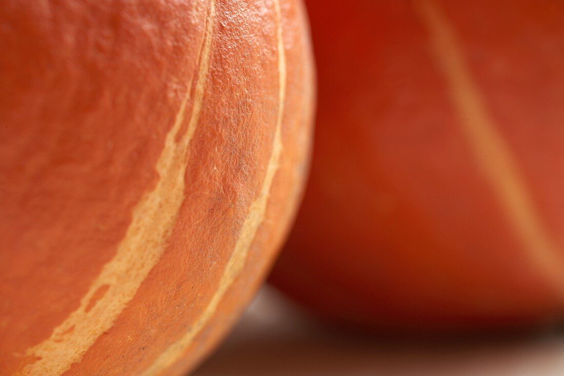 Two orange pumpkins (close-up)