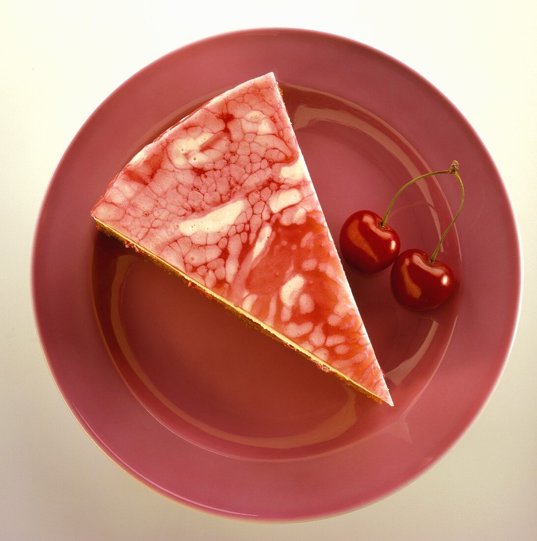 A piece of cherry cheese