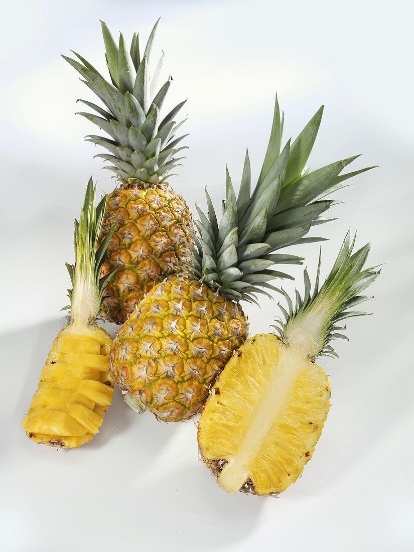 Pineapple, whole and two wedges
