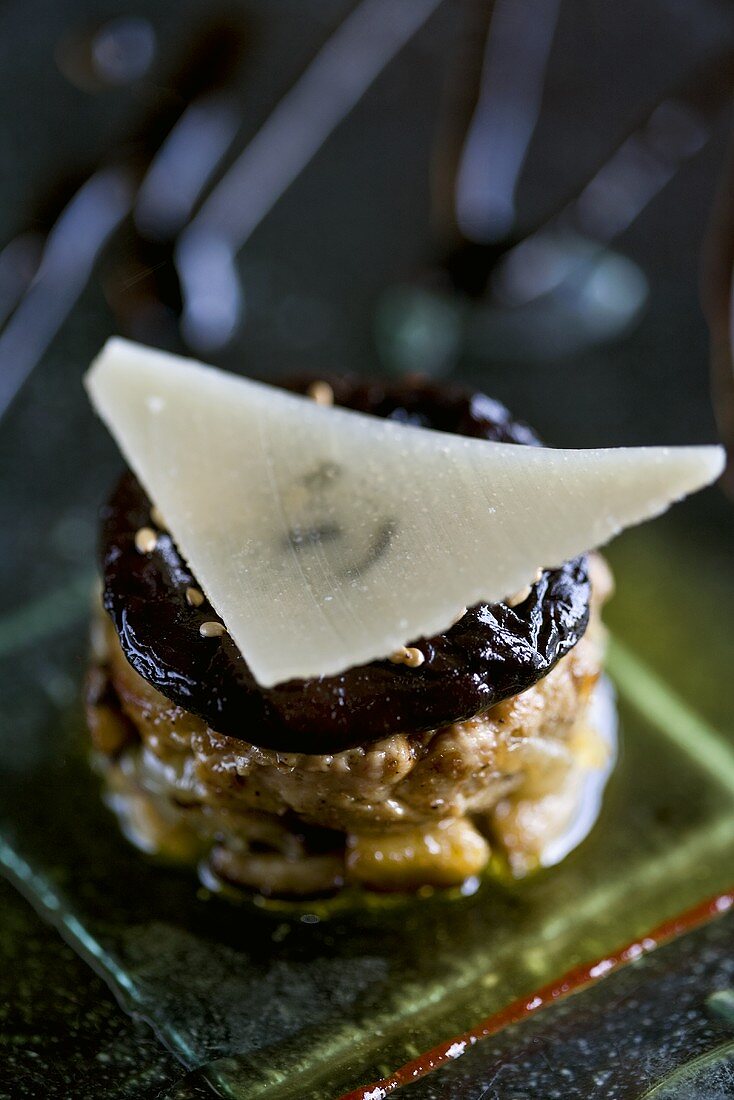 Foie gras with grilled mushroom and Parmesan