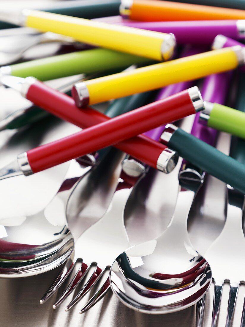 Cutlery with coloured handles