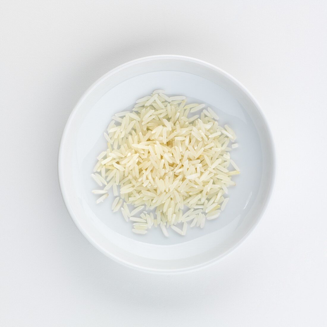 A plate of basmarti rice, seen from above