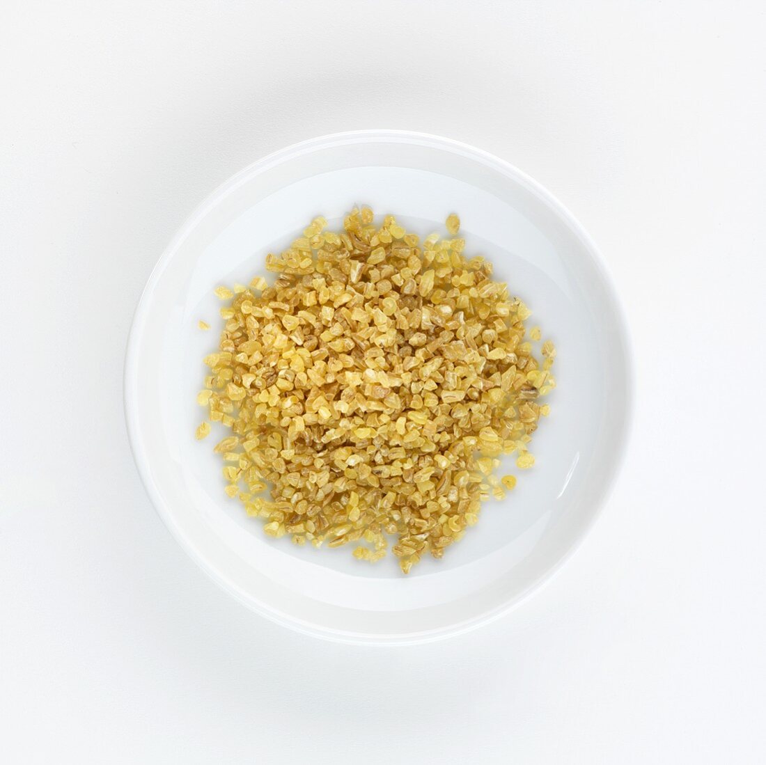 A plate of bulgur, seen from above