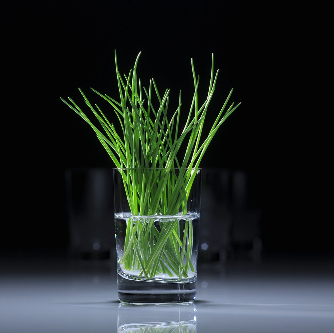 Fresh chives in a glass of water