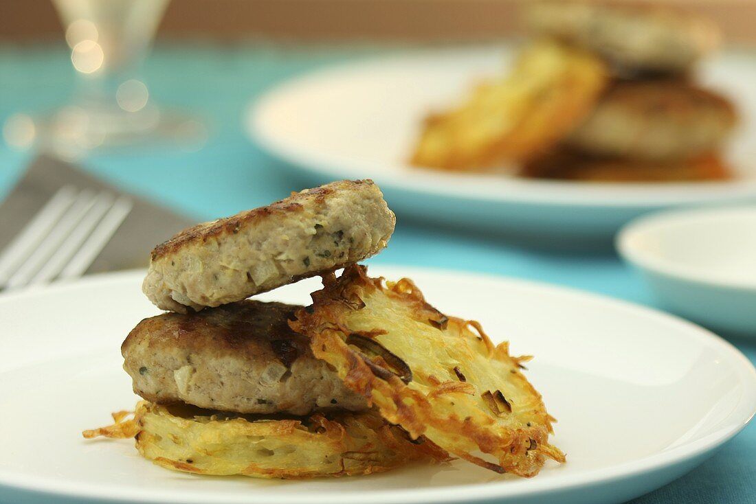 Burgers with potato cakes