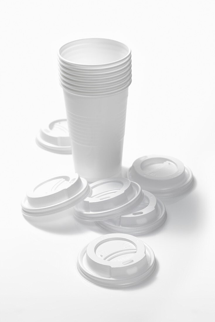 Several plastic coffee cups, stacked