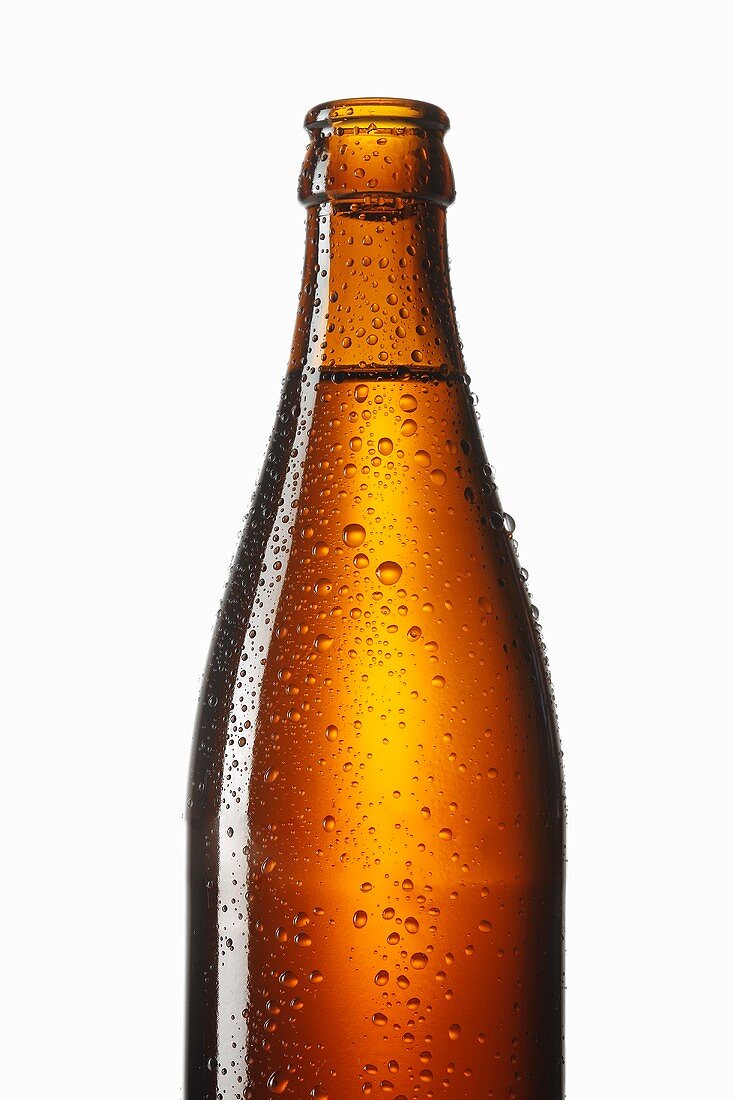 Bottle of beer with drops of water