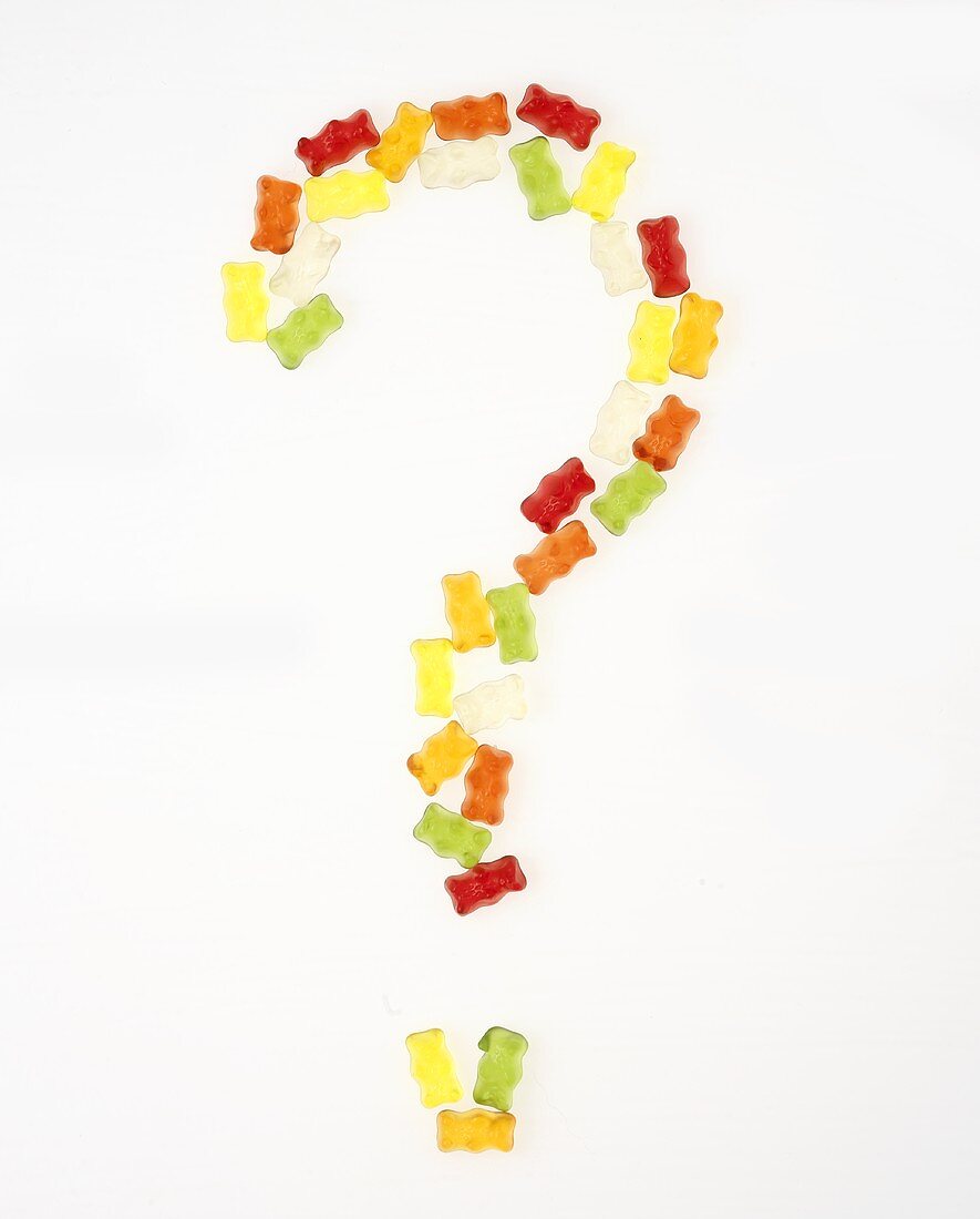 Gummi bears forming a question mark