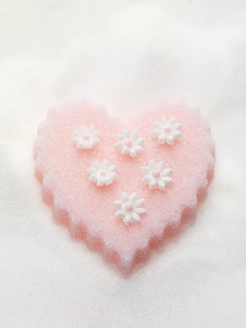 Pink sugar heart with flowers