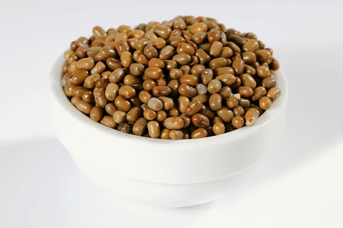 Brown beans (moth beans) in ceramic bowl