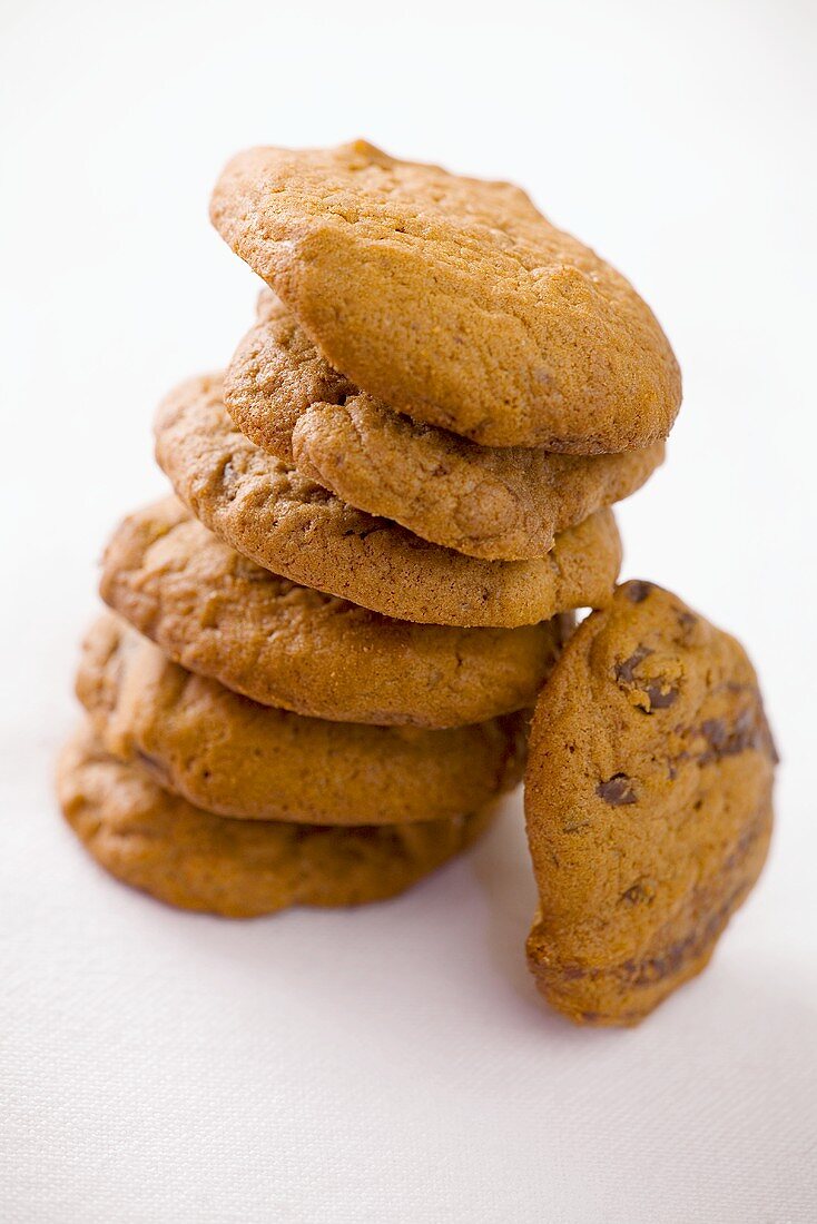 Chocolate chip cookies, stacked