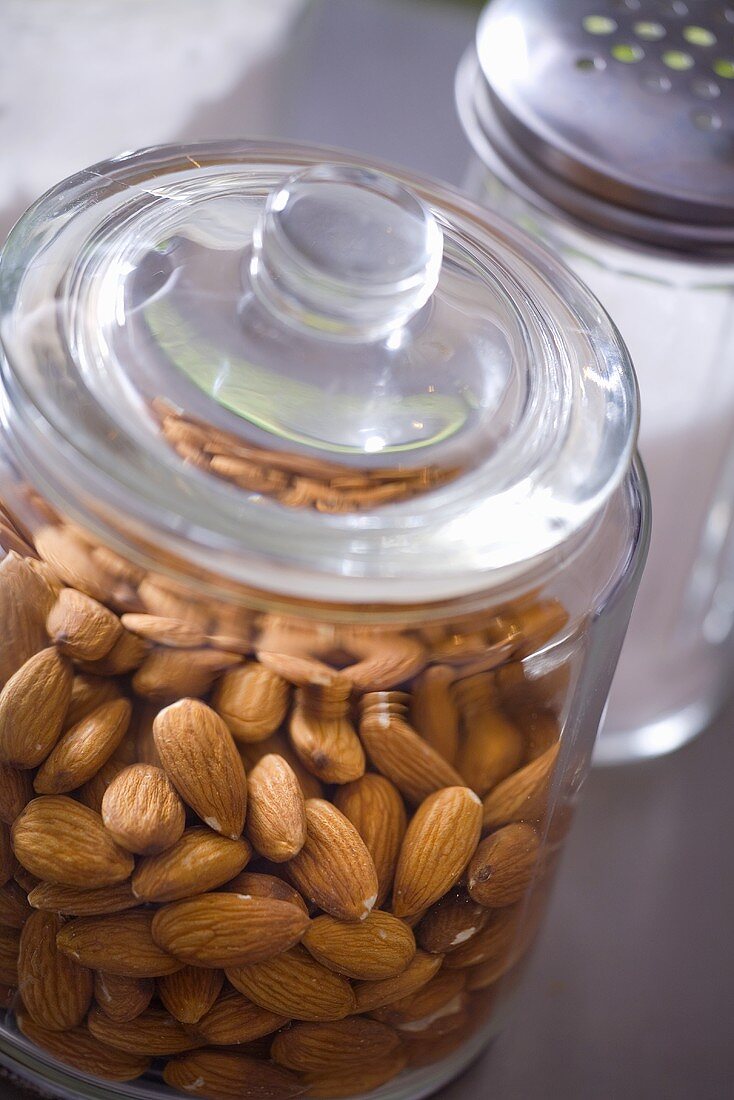 Almonds in storage jar