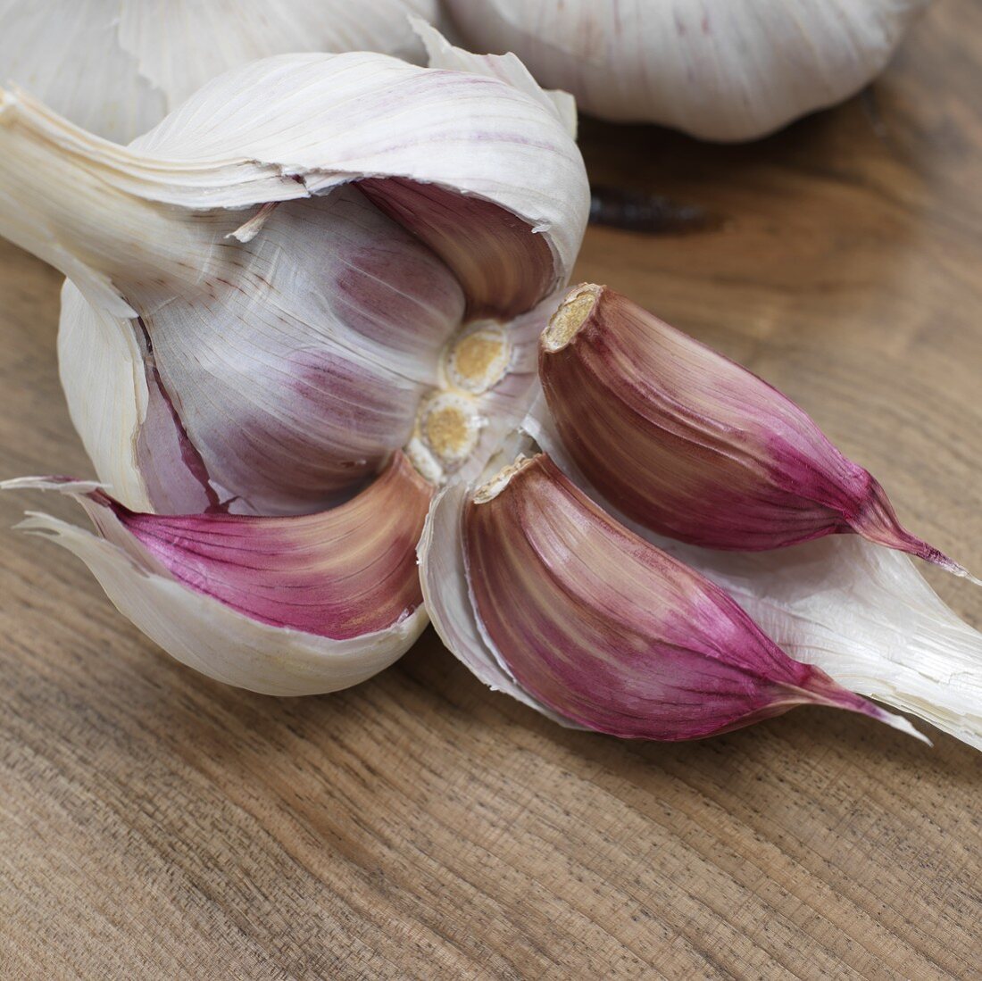 Garlic bulb, broken open