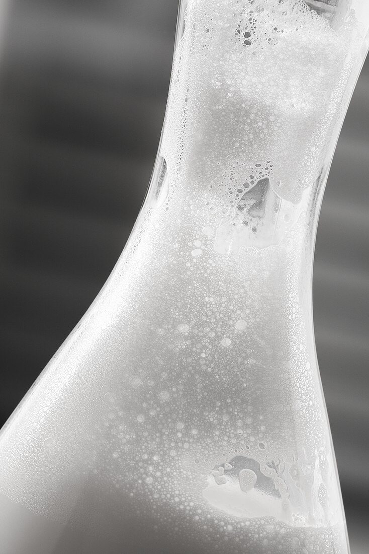 Milk froth in a bottle