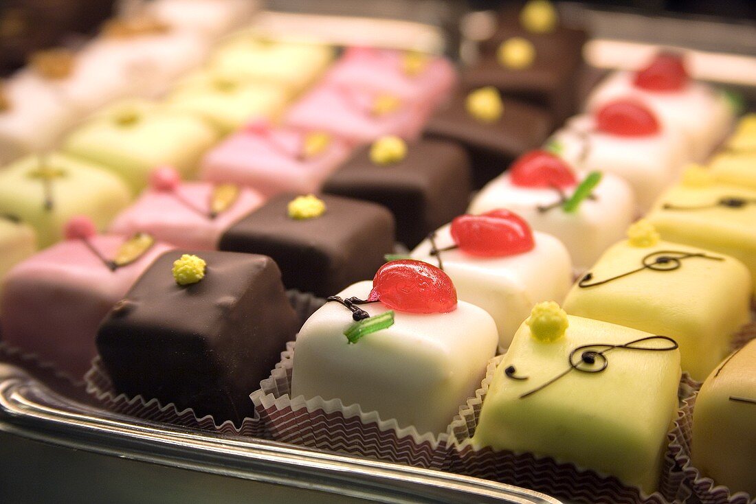 Assorted petit fours on a tray