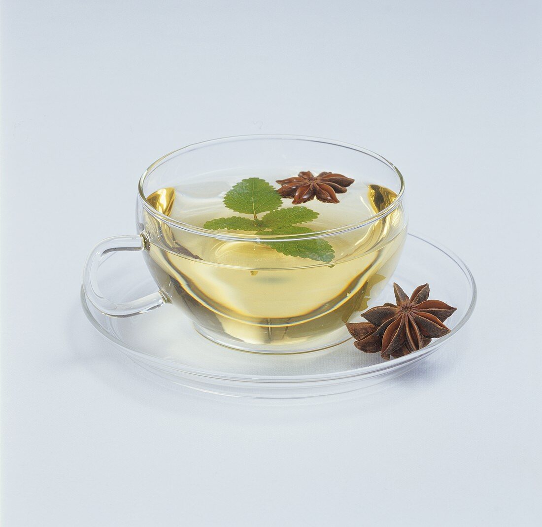 A cup of herbal tea with star anise
