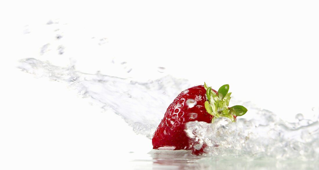 Strawberry with splashing water