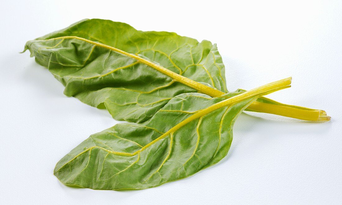Yellow-stemmed chard leaves