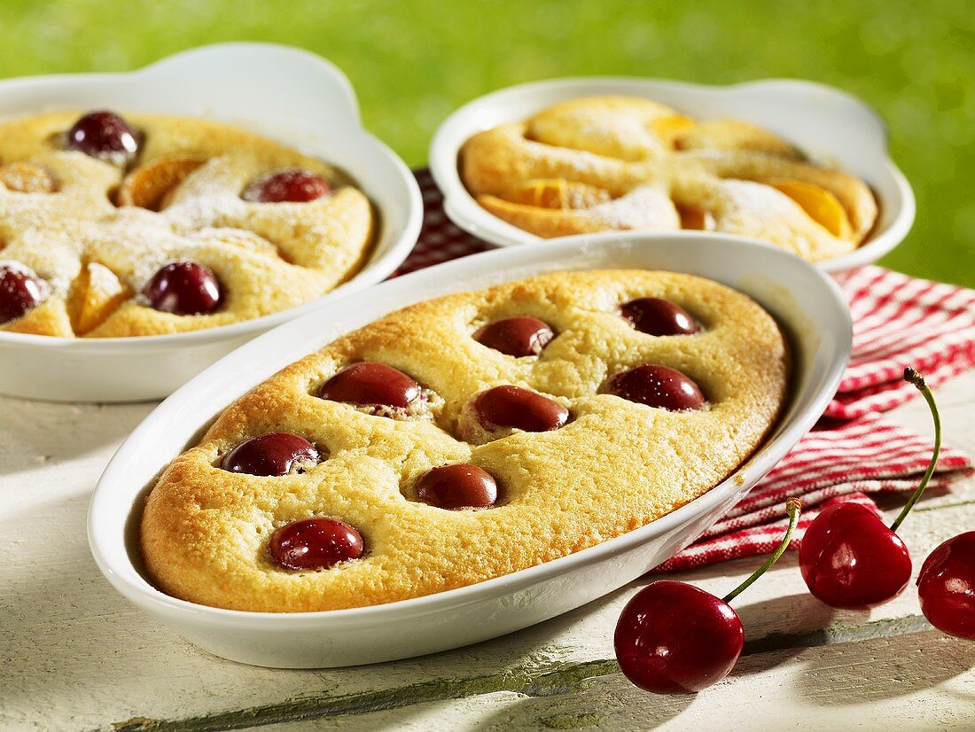 Cherry pudding and apricot pudding