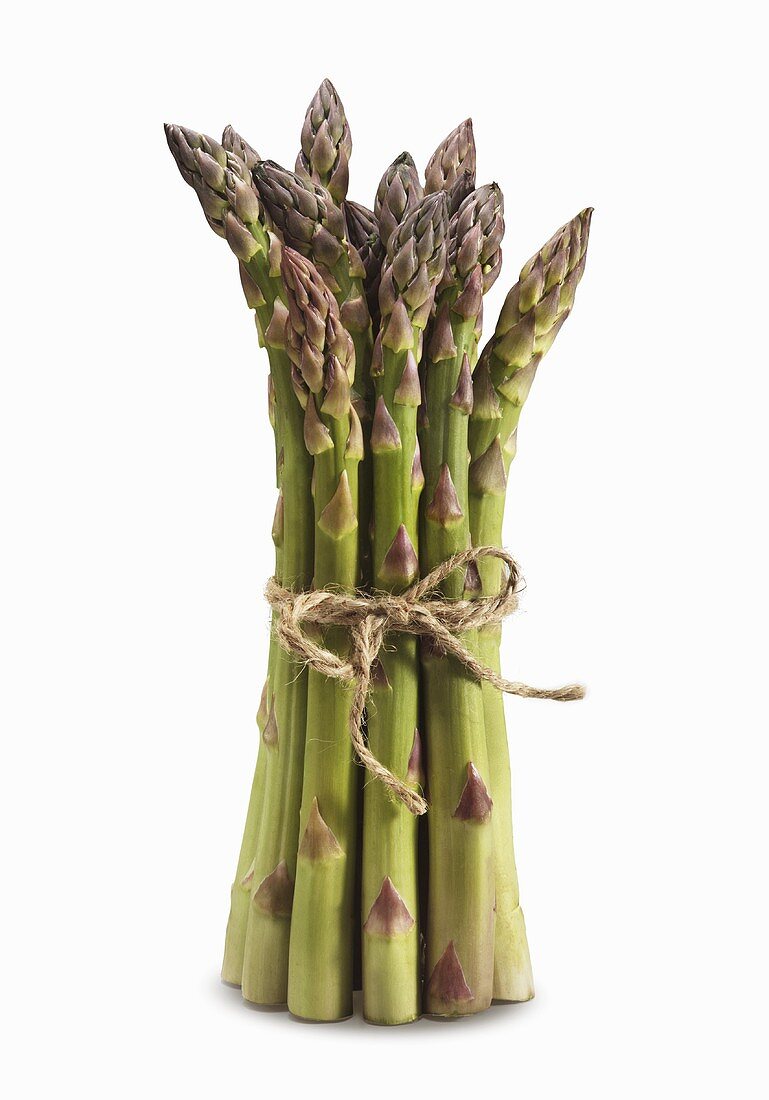 Asparagus Bundle Tied on White Background