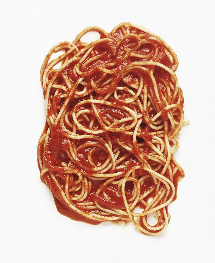 Pasta with Tomato Sauce on a White Background