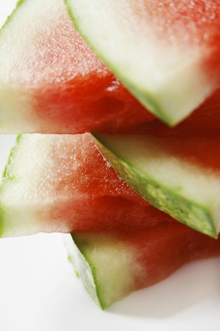 Close Up of Stacked Watermelon Slices