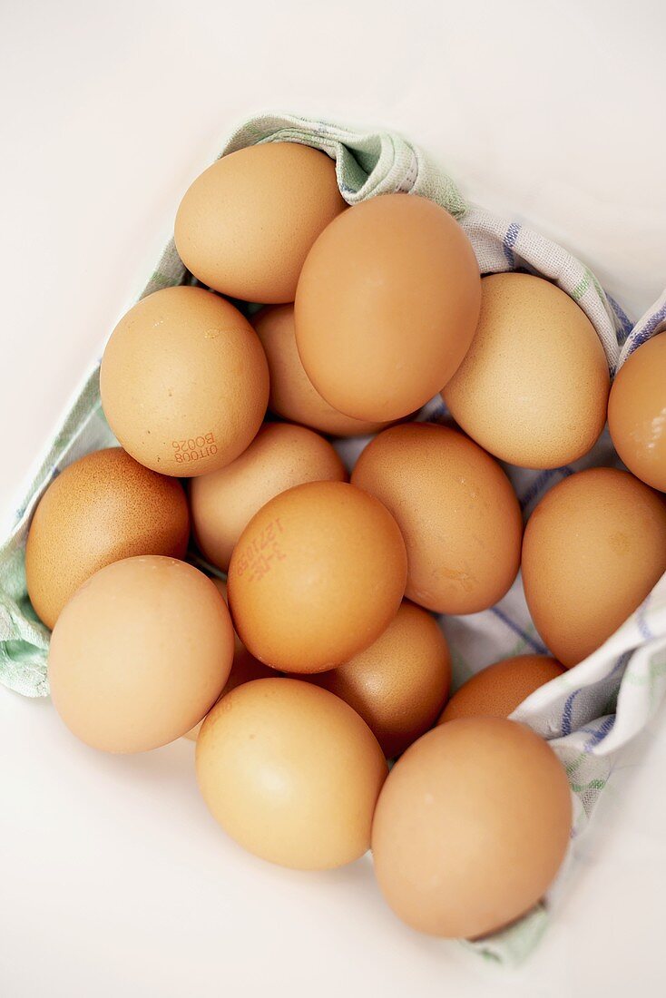 Bio-Eier auf einem Küchentuch