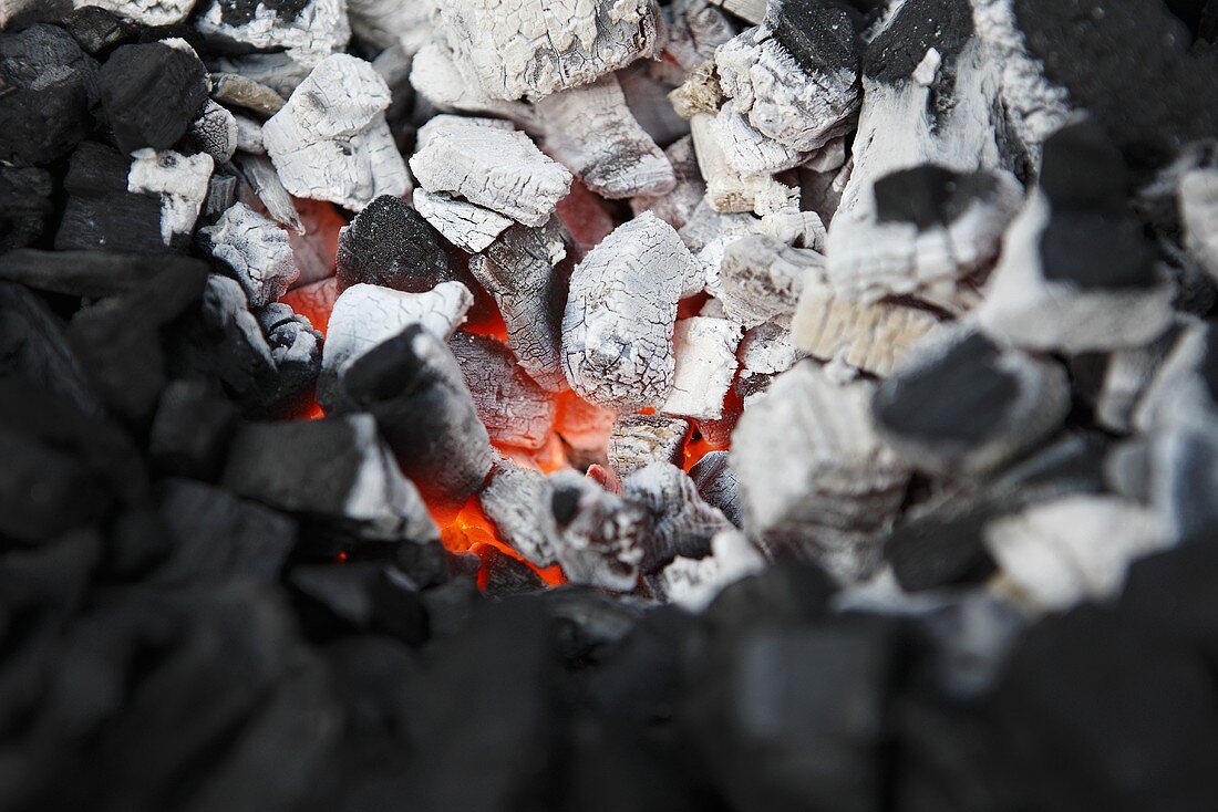 Blazing charcoal
