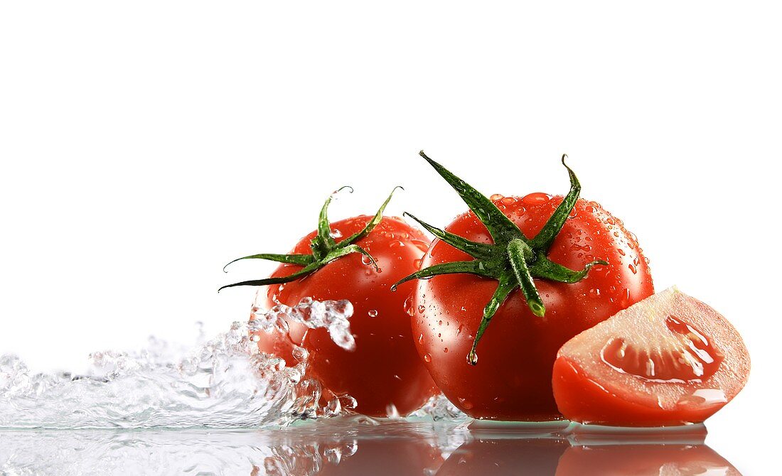 Tomatoes surrounded with water