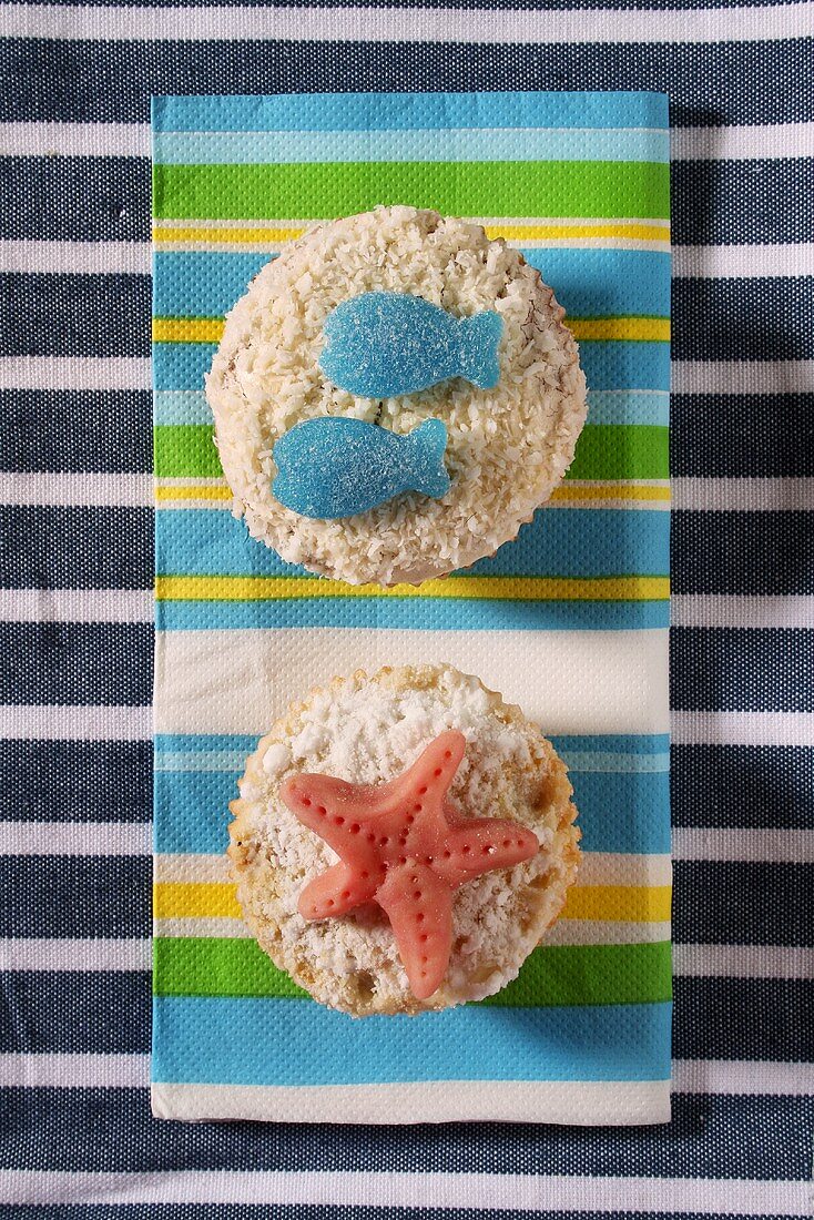 Cupcakes with seafood gums for children