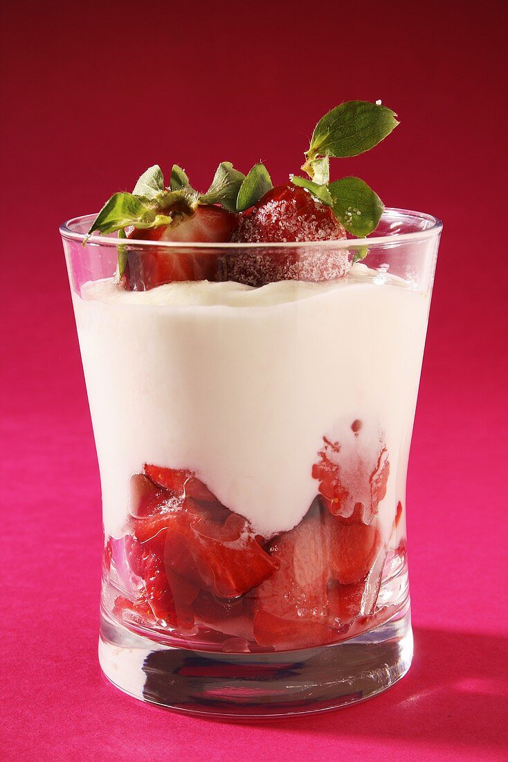 Strawberry yoghurt in a glass