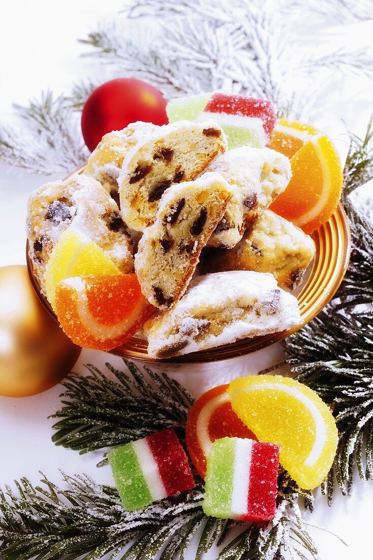 Christmas stollen and jelly sweets