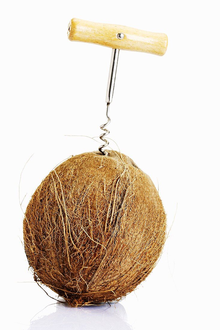 Coconut with corkshrew