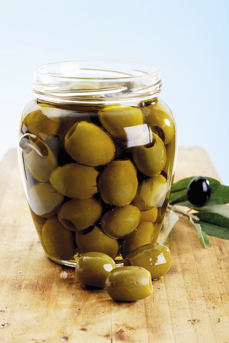 Pickled green olives