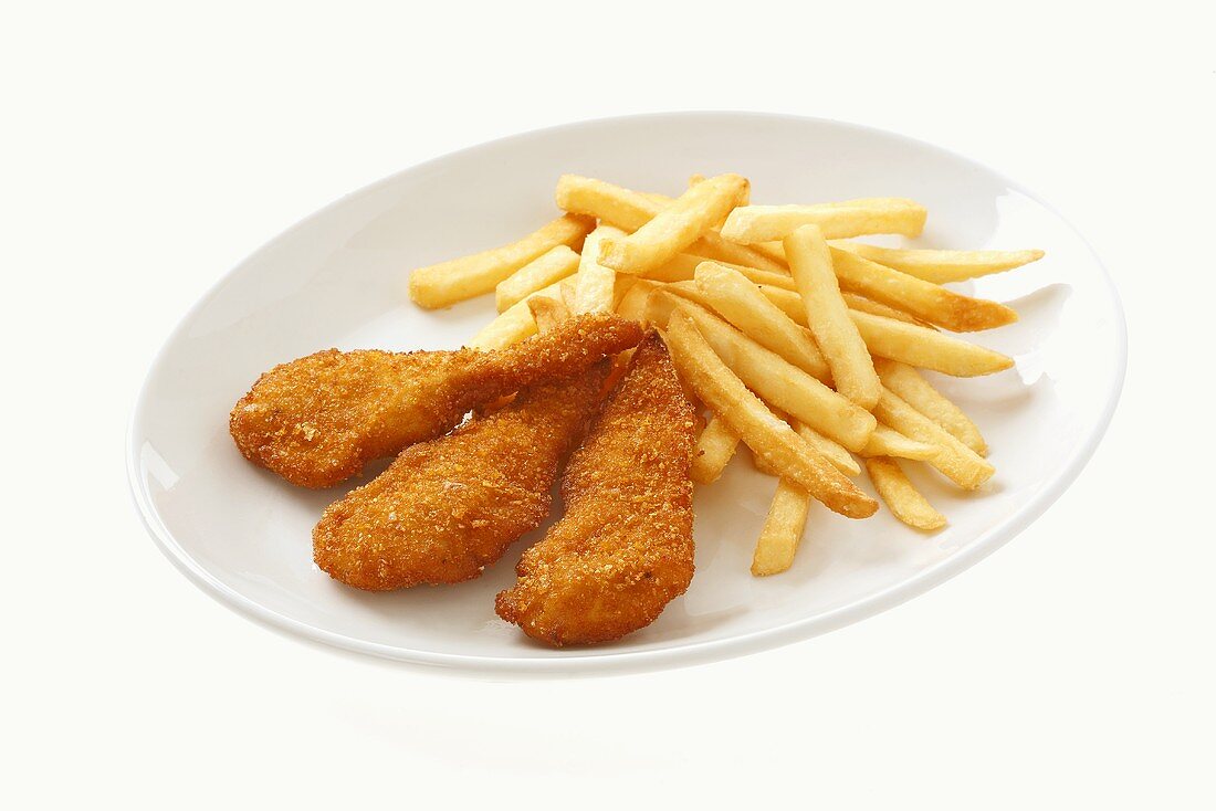 Crispy chicken escalopes with chips