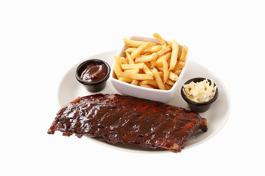 Spareribs mit Pommes und Dips