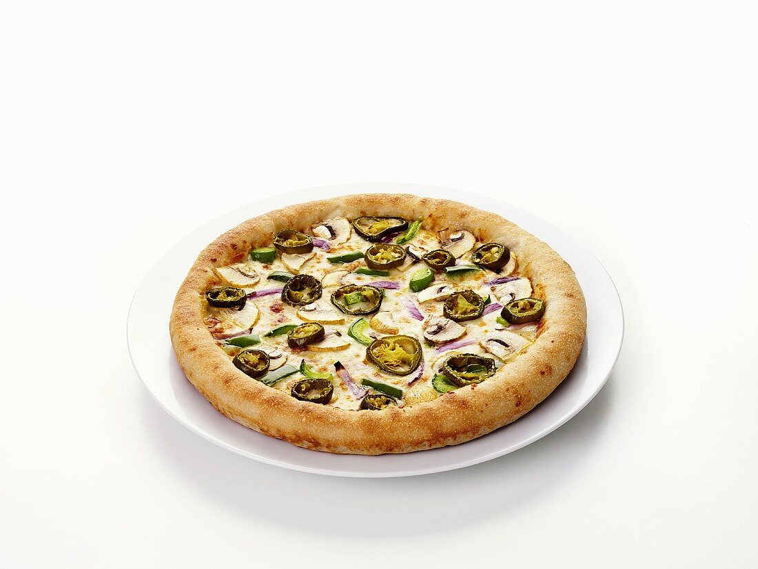 Cheese pizza with jalapeños